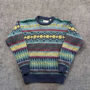 Vintage Geometric Knit Sweater Mens Large Multicolor 90s Fair Isle Grunge Retro
